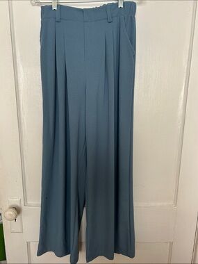 Wide Leg Slate Blue Trousers
